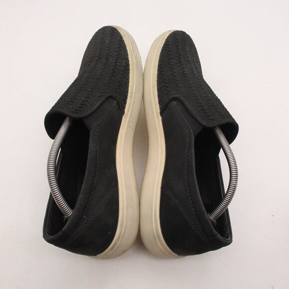 Ecco Soft 7 Loafers Men\'s Size EU 45 Black Woven  Nubuck Leather Casual Slip On